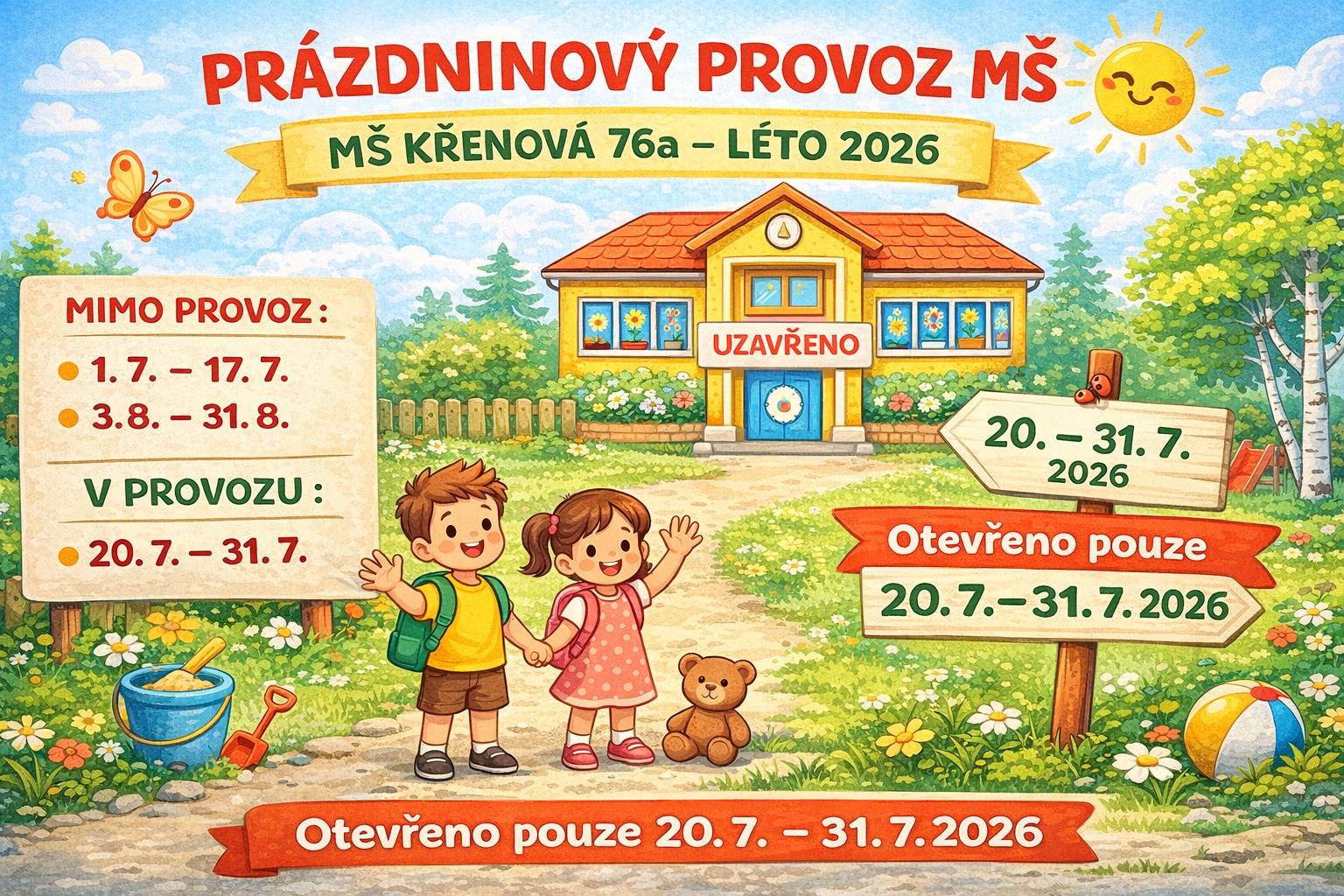 Prázdninový provoz mateřské školy – léto 2026